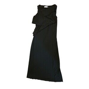 Calvin Klein Women's 6 Black Maxi Goth Ren‎ Faire Halloween Formal Ruffle Top